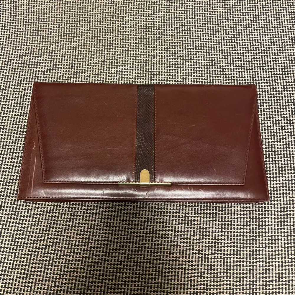 Elegant Brown Faux Leather Clutch for Women or Men